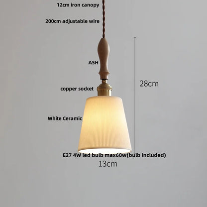 Élise Rose Flower Ceramic LED Pendant Lamp Nordic Wood