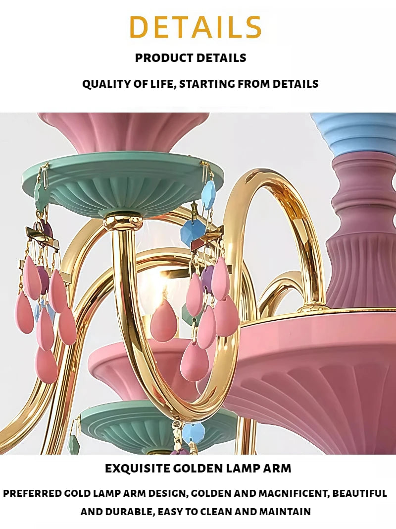 French countryside style Ceiling chandelier dining room, children's room, princess's room colorful European Chandelier