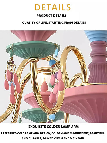 French countryside style Ceiling chandelier dining room, children's room, princess's room colorful European Chandelier