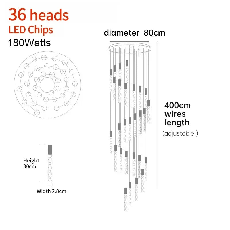 Sophie Spiral Crystal LED Staircase Chandelier