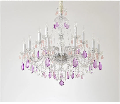 Modern Clear Purple Crystal Chandelier Lustre Crystal Chandelier Decora Candle 6arms Lustres De Cristal Chandelier AC Guaranteed