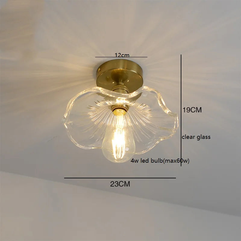 Éloise Amber Glass Copper Ceiling Light