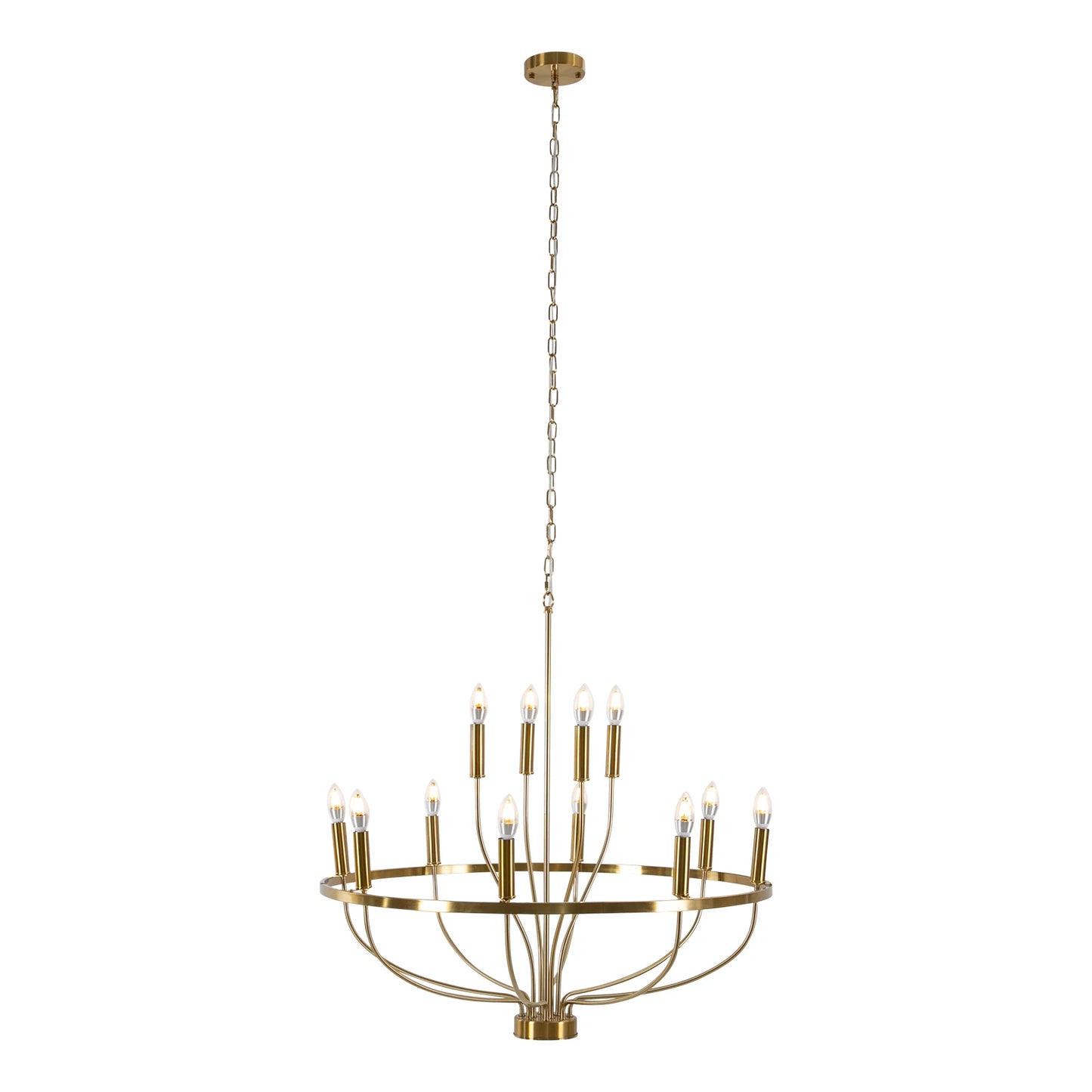60W Rustic Candle-Style Round Chandelier for Dining Room and Café