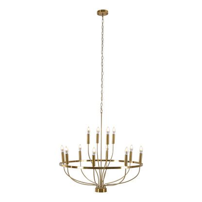 60W Rustic Candle-Style Round Chandelier for Dining Room and Café