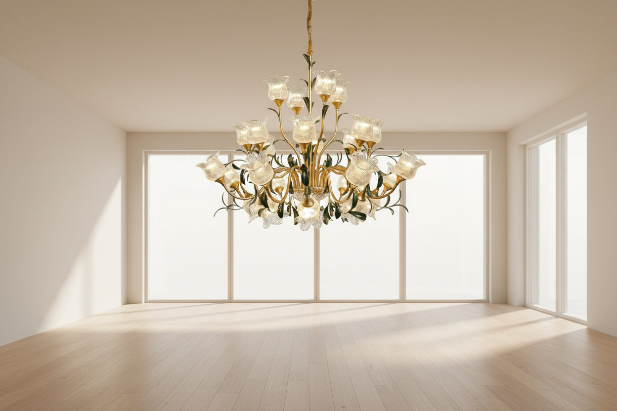Élise French Retro Crystal Cream Flush Pendant Light