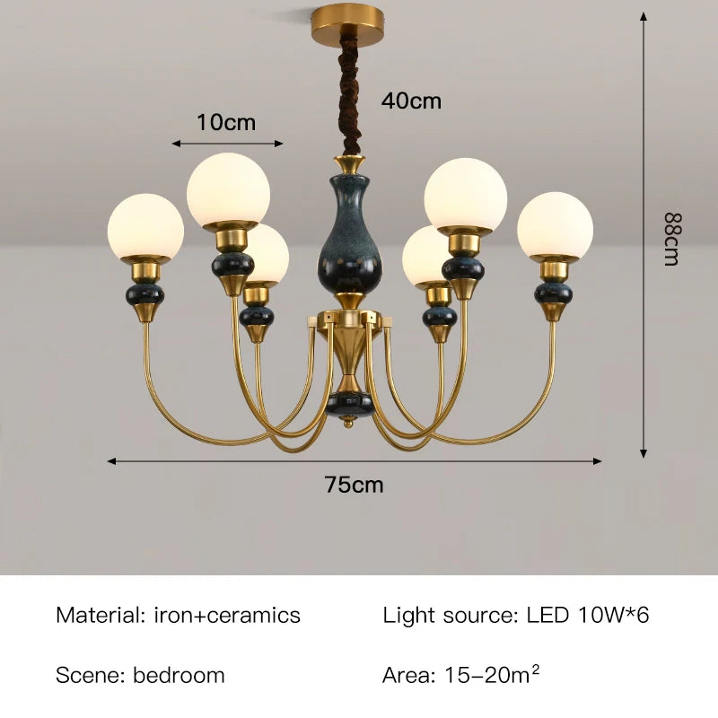 Geneviève Retro Gold Ceramic Chandelier