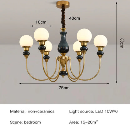 Geneviève Retro Gold Ceramic Chandelier