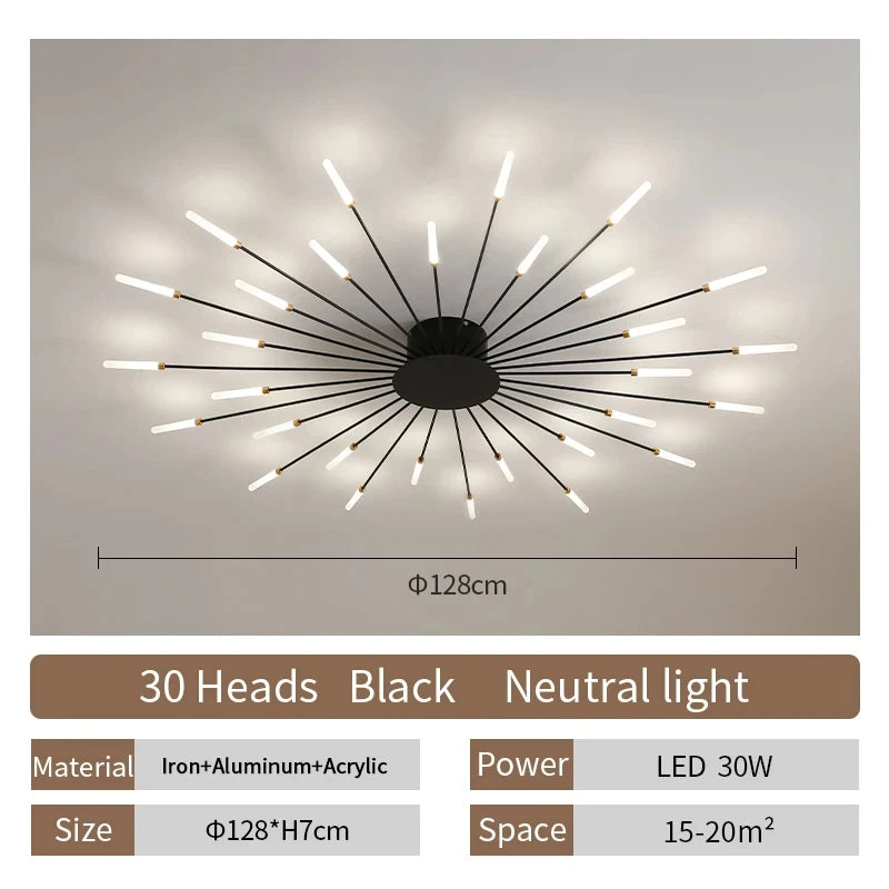 Celeste Nordic Fireworks LED Ceiling Chandelier for Modern Interiors