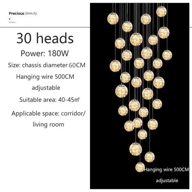 Adèle Starry Sky LED Staircase Pendant Chandelier