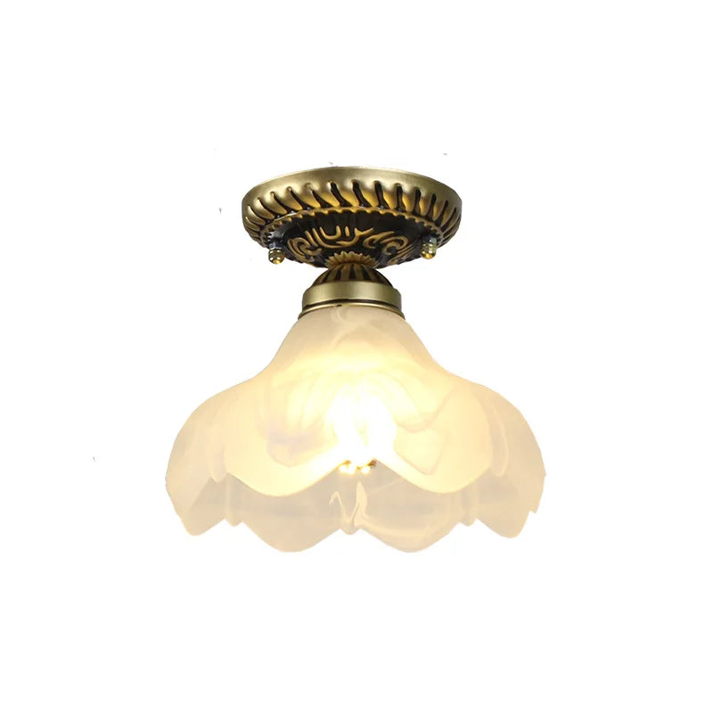 Camille Retro Glass Ceiling Light Ivory E27 Hallway Lamp
