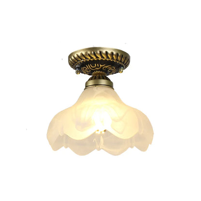 Camille Retro Glass Ceiling Light Ivory E27 Hallway Lamp