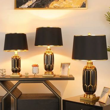 Black Ceramic Modern Luxury Table Lamp for Bedroom Living Room