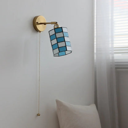 Isabelle Vintage Blue Glass Copper LED Wall Sconce