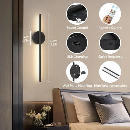 Noémie Wireless Rechargeable LED Wall Sconce with Remote