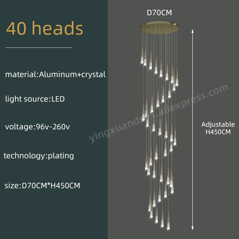 Vivienne Crystal Staircase Pendant Chandelier for Luxury Interiors