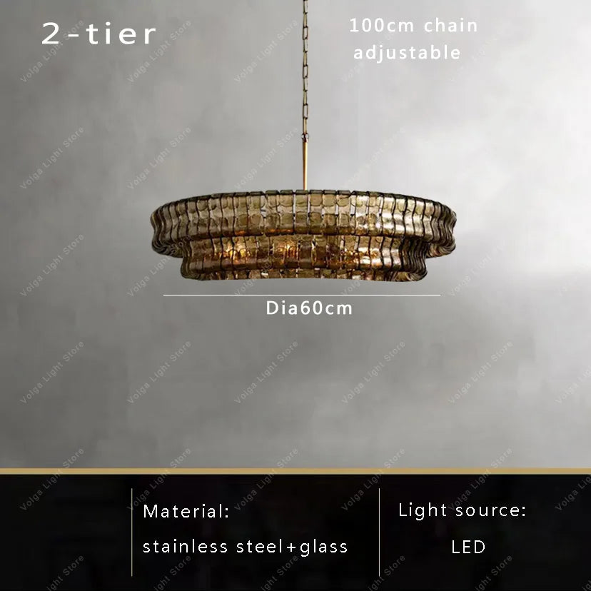Gray Glass Round Ceiling Chandelier