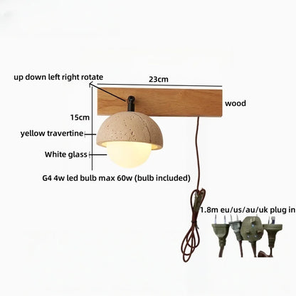 Élodie Travertine Glass Wall Sconce Lamp