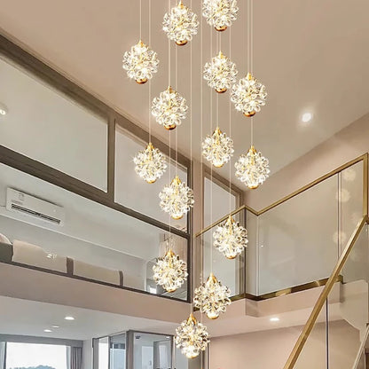 Modern Crystal Stair Pendant Light for Living Room and Hall