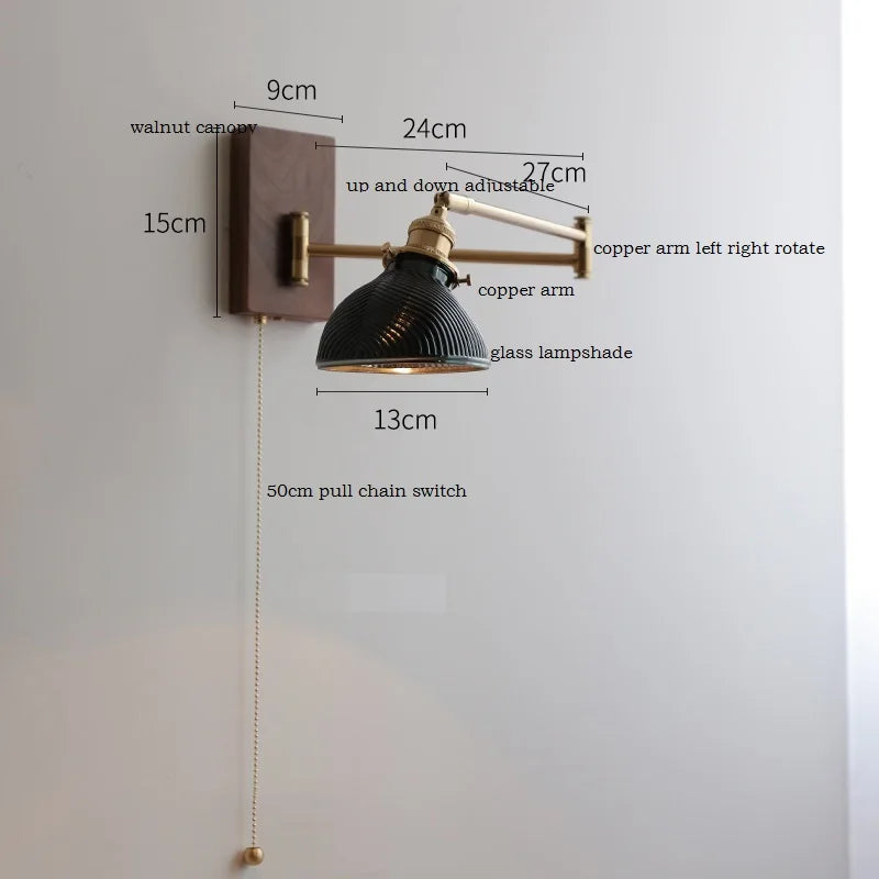 Lucienne Rotating Arm Wall Lamp Pull Chain