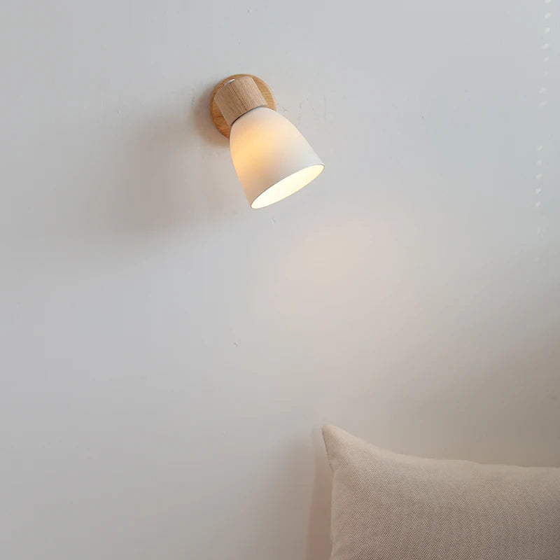 Chloé Ceramic Wall Light with Wood Accent