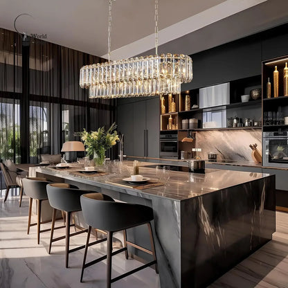 Geneviève Gold Crystal Dining Chandelier