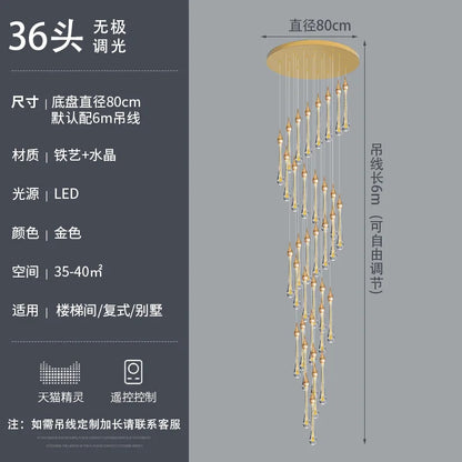 Geneviève Rotating Crystal LED Staircase Chandelier