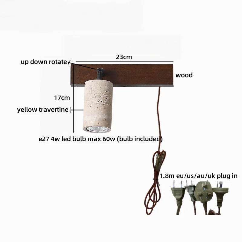Élodie Travertine Glass Wall Sconce Lamp