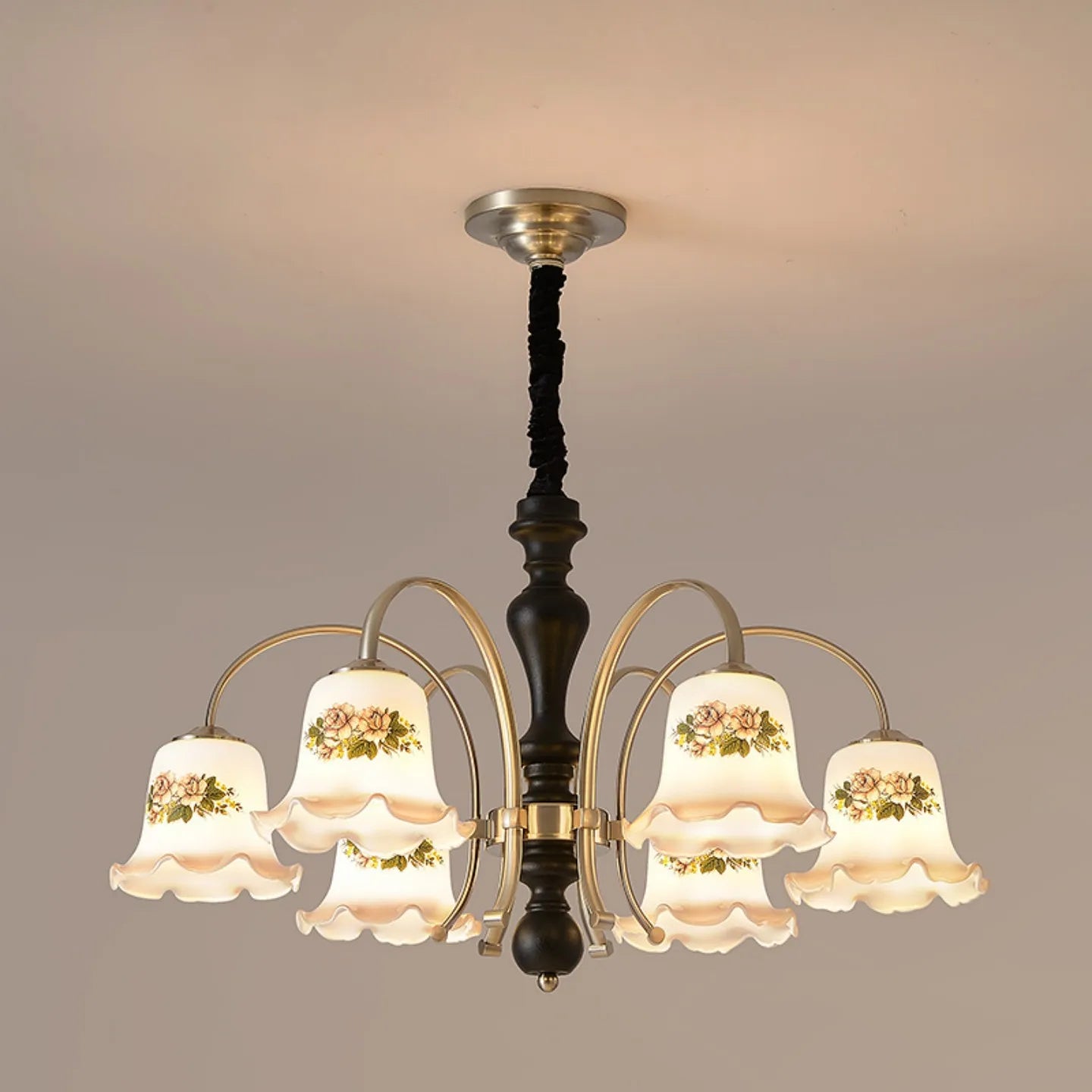 Camille French Cream Wood Luxury Chain Pendant Light