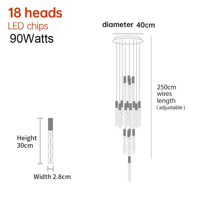 Sophie Spiral Crystal LED Staircase Chandelier