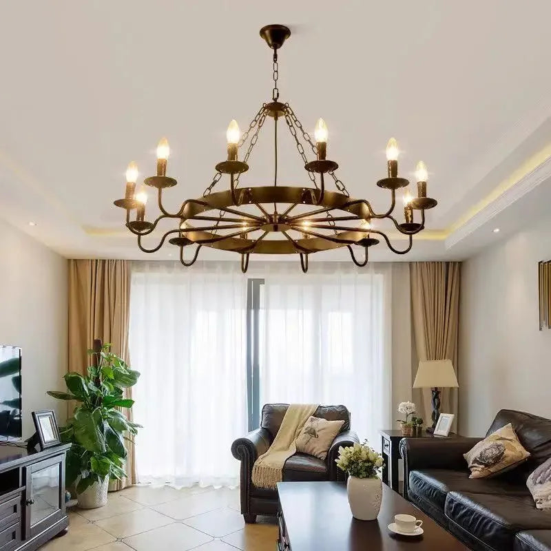 Camille Vintage Crystal Industrial Chandelier Ceiling Light