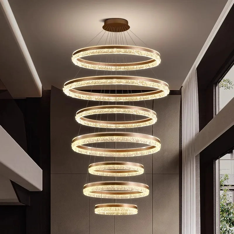 Modern Crystal Stair Pendant Light for Living Room and Hall