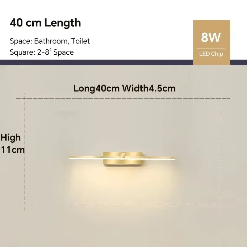 Élise Modern LED Bathroom Mirror Wall Lamp 3-Color Light