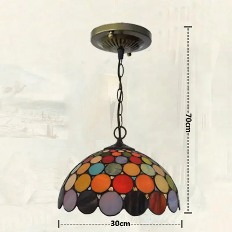Colette Tiffany Colorful Glass Pendant Lamp Mediterranean