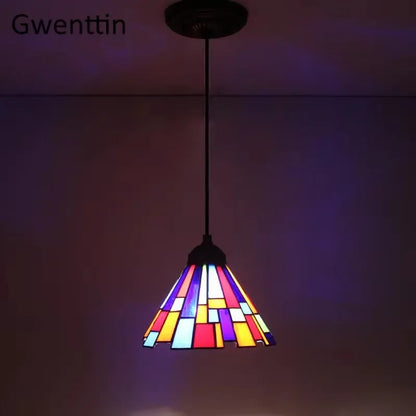 Colette Tiffany Colorful Glass Pendant Lamp Mediterranean