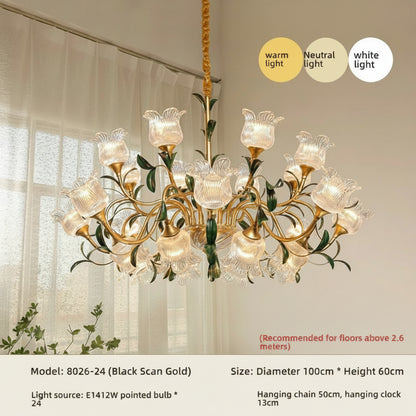Élise French Retro Crystal Cream Flush Pendant Light