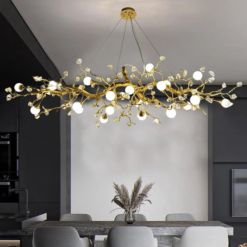 Élise Crystal Branch Chandelier Luxury Villa Ceiling Light