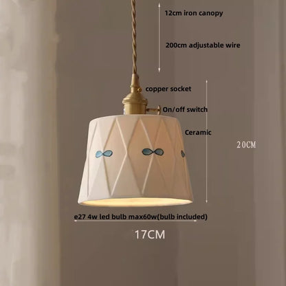 Élise Rose Flower Ceramic LED Pendant Lamp Nordic Wood