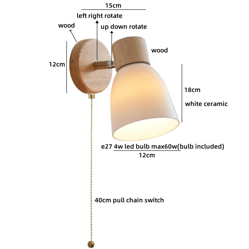 Chloé Ceramic Wall Light with Wood Accent