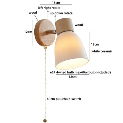 Chloé Ceramic Wall Light with Wood Accent