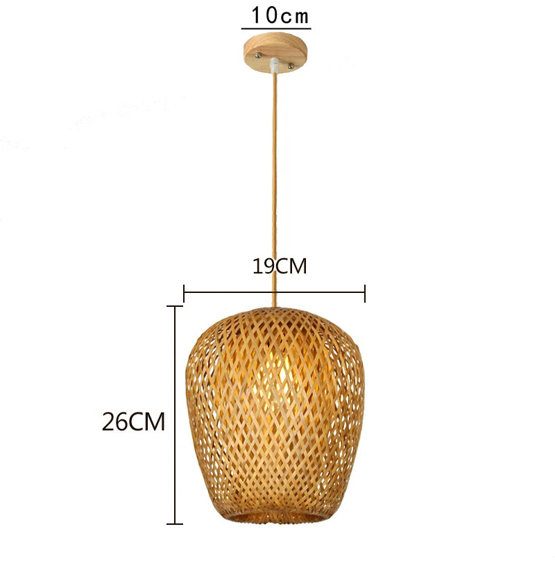 Élise Bamboo Hand-Knitted Pendant Lamp E27 Japanese Style Light