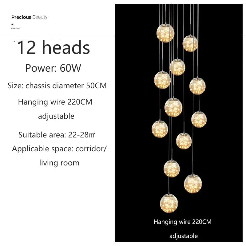 Adèle Starry Sky LED Staircase Pendant Chandelier
