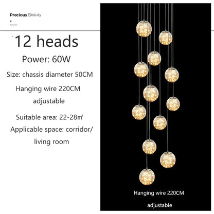Adèle Starry Sky LED Staircase Pendant Chandelier