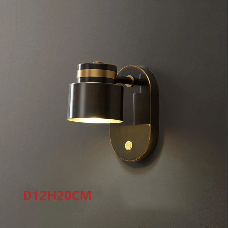Camille Full Copper Rotating E27 Wall Reading Lamp With Switch