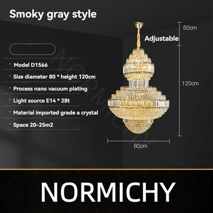 Luxury Hollow Crystal Pendant Chandelier for Villa and Hotel Lobby