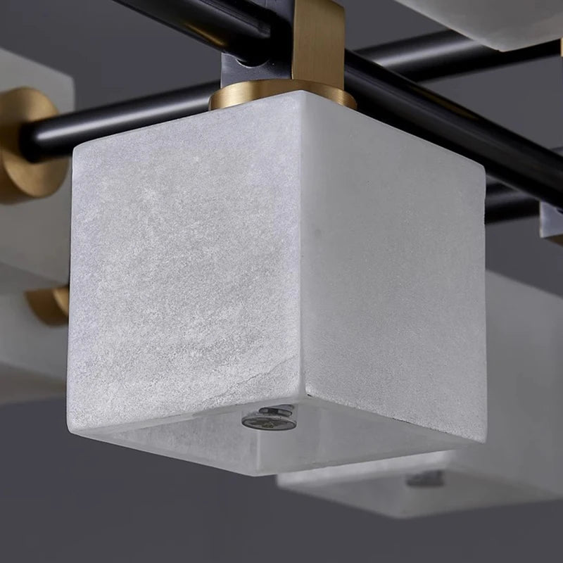Sophie Postmodern Marble Brass Square Ceiling Lamp Luxury Living Light