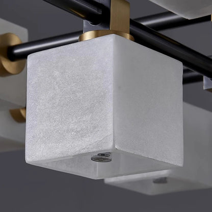 Sophie Postmodern Marble Brass Square Ceiling Lamp Luxury Living Light