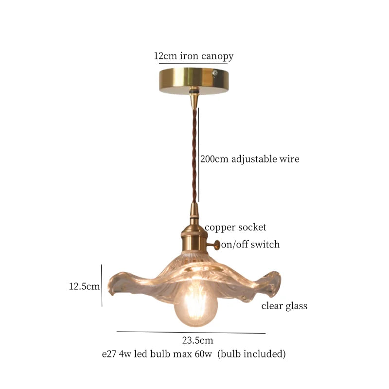Élise Vintage Cracked Glass Copper LED Pendant Lamp Loft Style