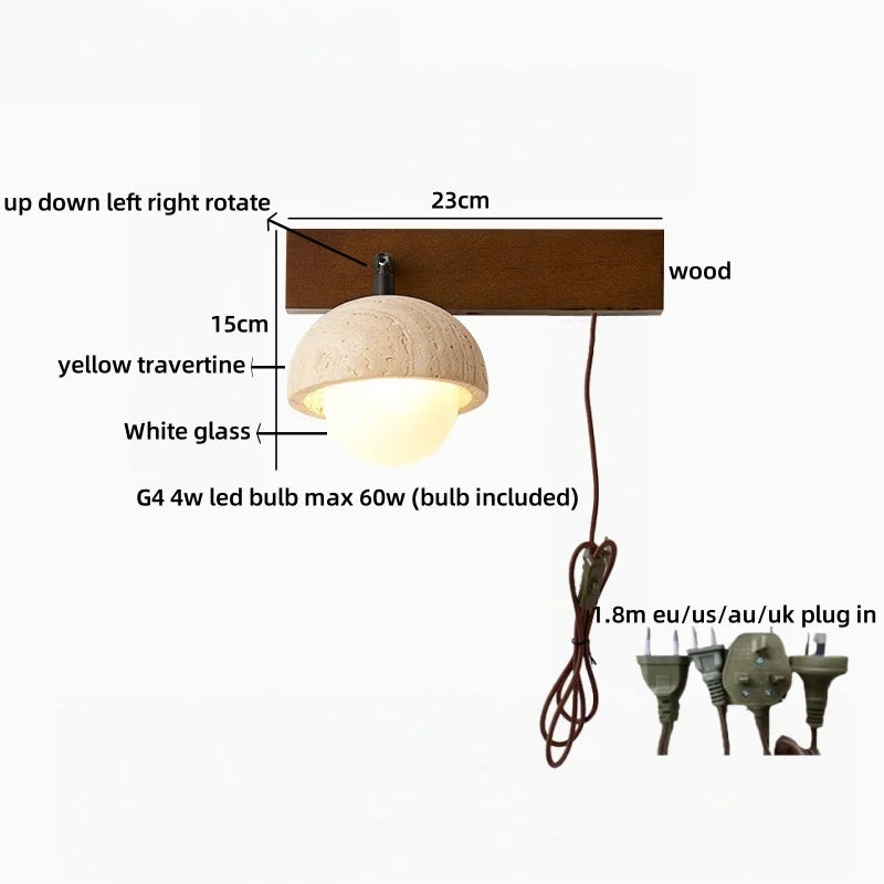Émilie Travertine Stone Wall Light