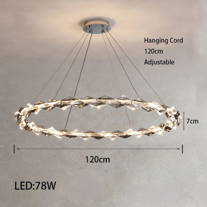 Élodie 2025 Modern Ring Crystal LED Dimmable Ceiling Chandelier Silver Decor Light