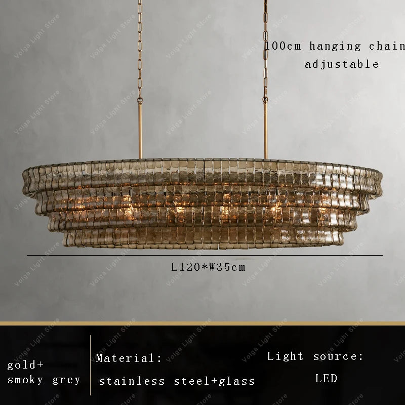 Gray Glass Round Ceiling Chandelier